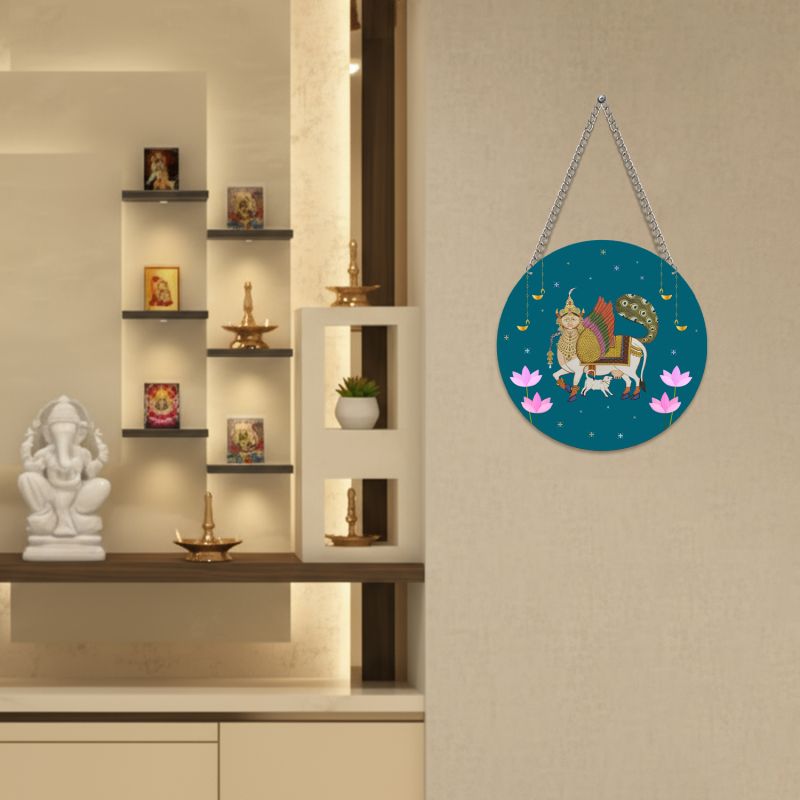 Pichwai Art Wooden Wall Hanging Decoration For Home, Bedroom, Living Room & Hall Traditional Wall Art Modern Decor Diwali Decoration Cow Art Wall Decor